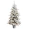 6ft. Pre-Lit Flocked Long Vermont Pine Artificial Christmas Tree in Decorative Planter, White LED Lights